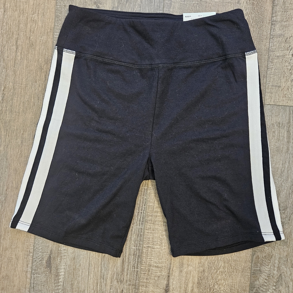 SO Black Bike Shorts with White Side Stripes